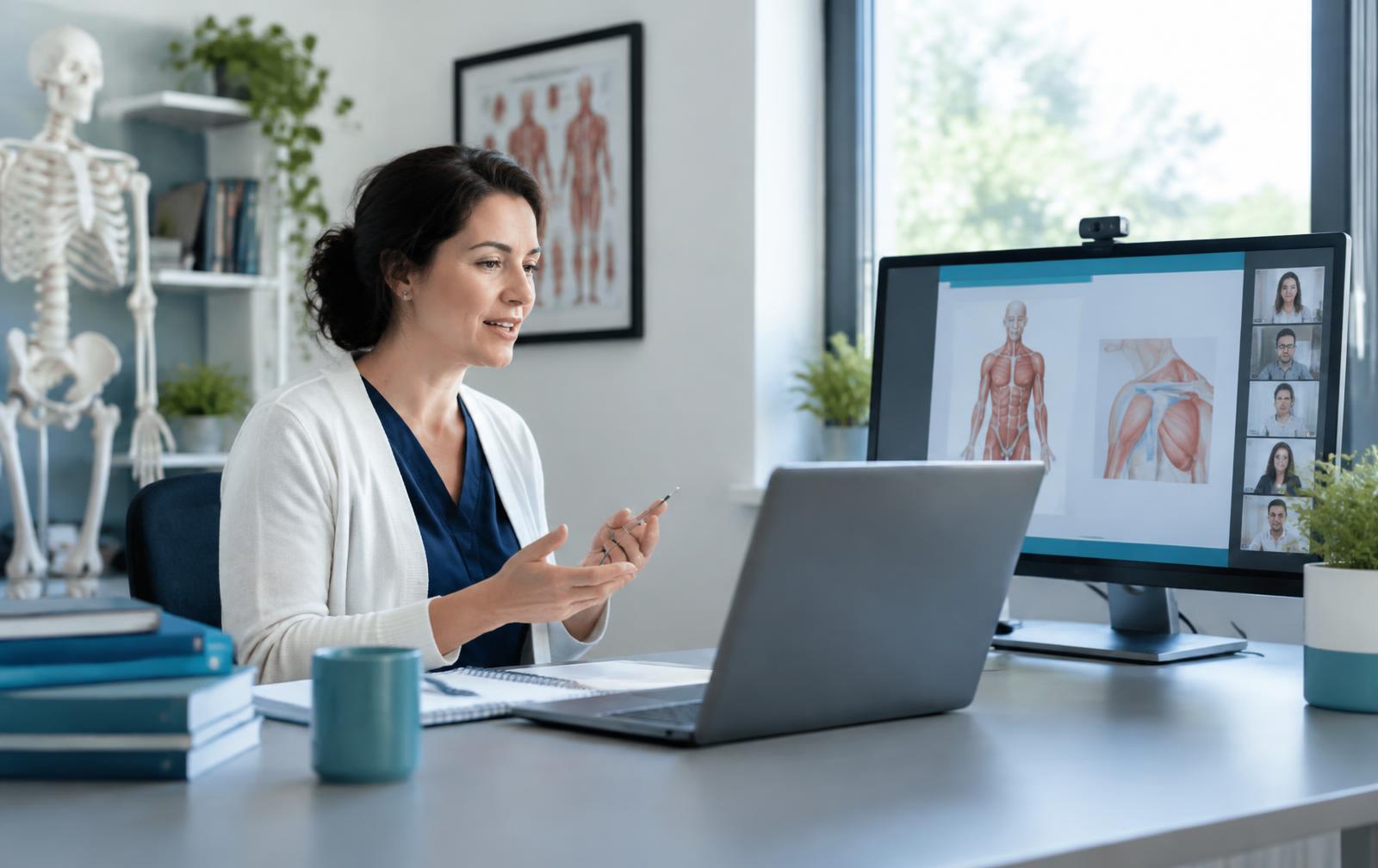 A clinician educator delivering a live online lecture